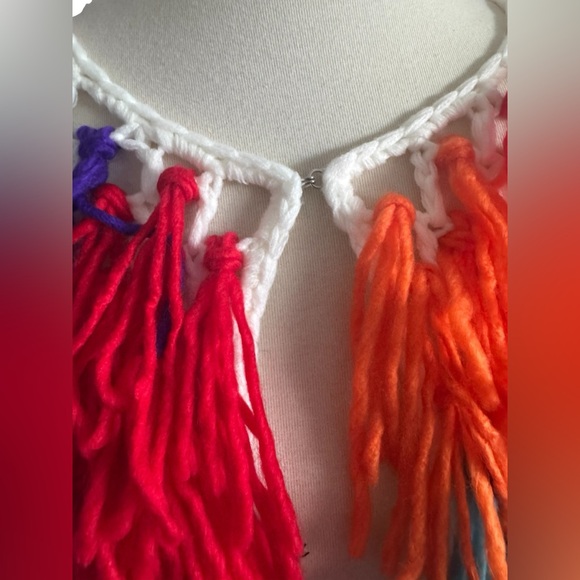 Akira Before I Love U Colorful Fringe Jacket Cardigan Oversized Size Medium - Picture 9 of 10